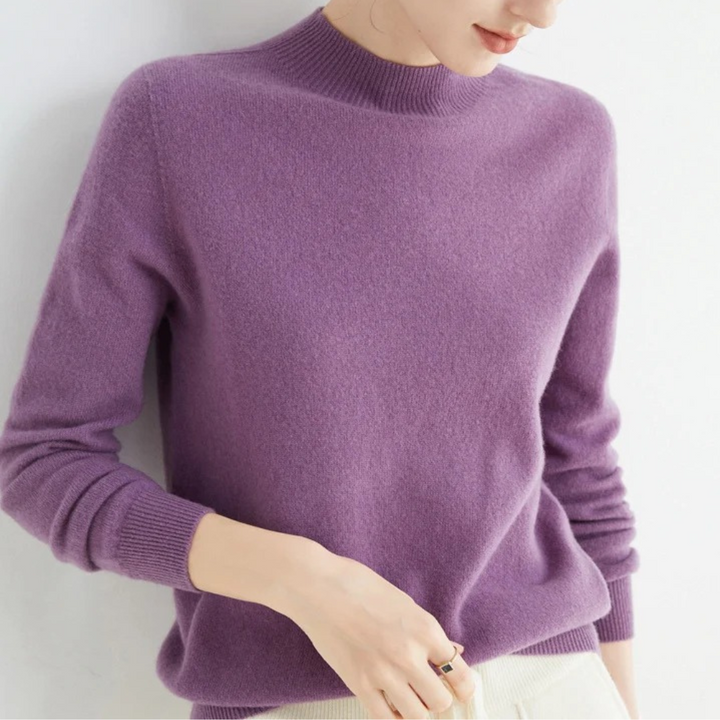 Pull en cachemire tricoté pour femme doux et chaud automne-hiver col rond