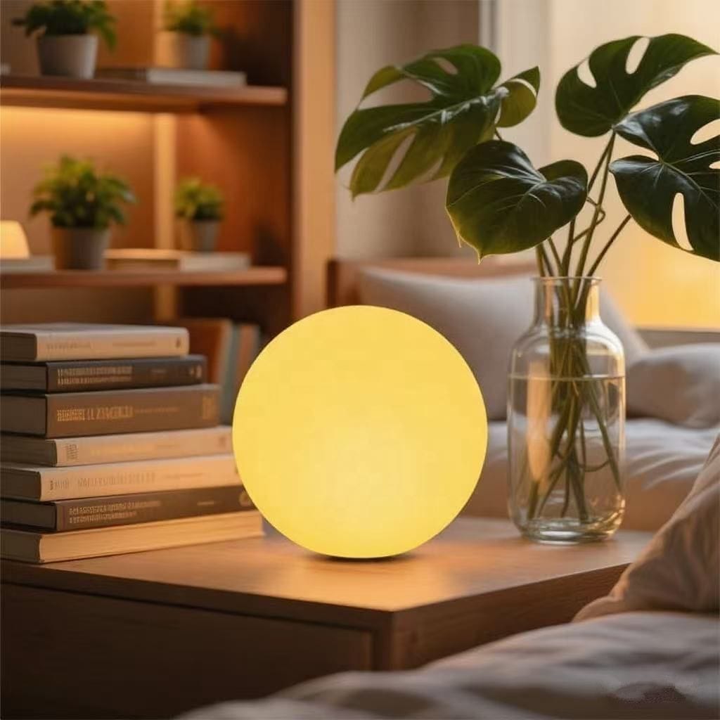 Lampada da tavolo LED senza fili in PVC, forma di luna e globo, dimmerabile, per soggiorno, IP65