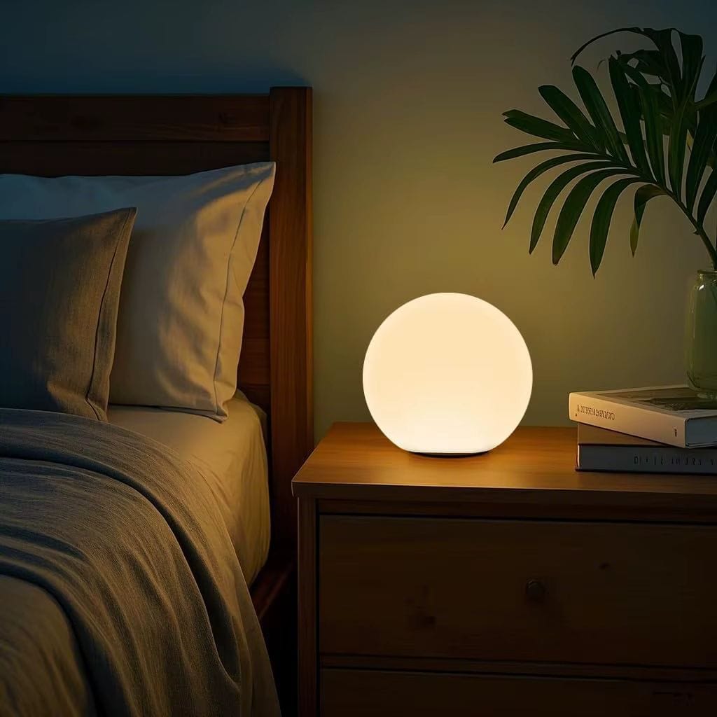 Lampada da tavolo LED senza fili in PVC, forma di luna e globo, dimmerabile, per soggiorno, IP65