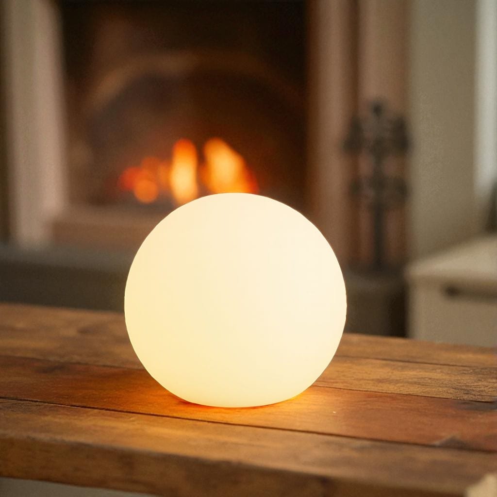 Lampada da tavolo LED senza fili in PVC, forma di luna e globo, dimmerabile, per soggiorno, IP65