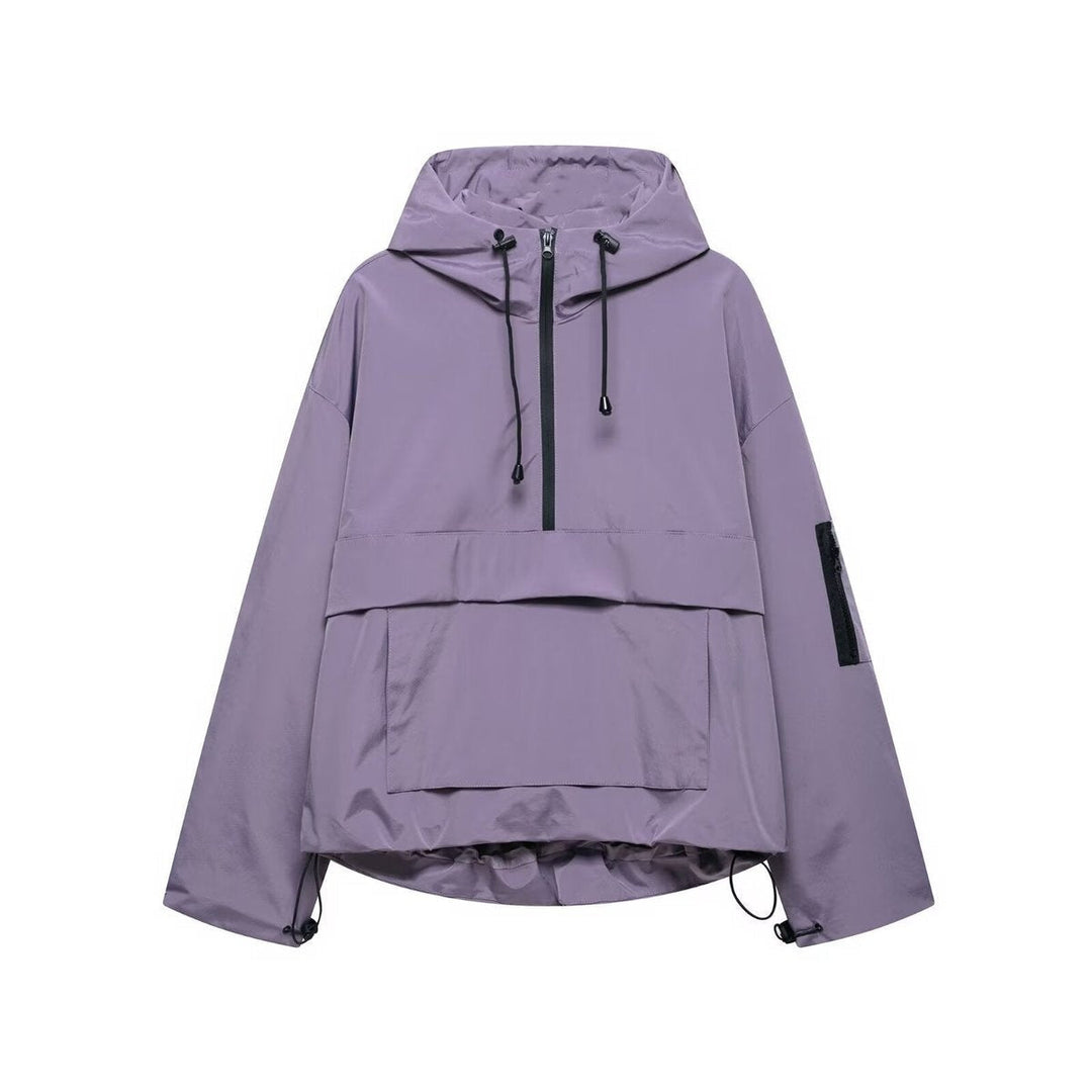 Veste de pluie femme, anorak coupe-vent à capuche pour l’automne
