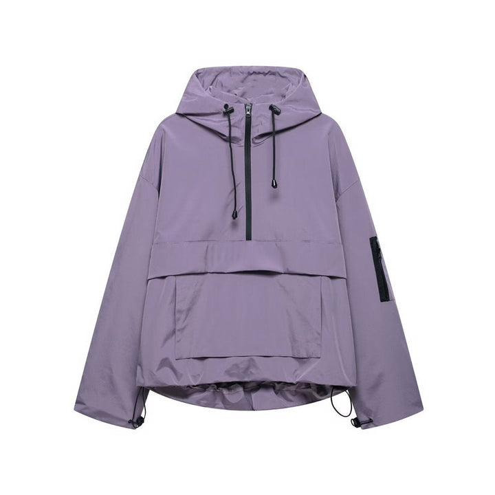 Veste de pluie femme, anorak coupe-vent à capuche pour l’automne