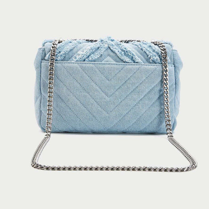 Borsa a tracolla in denim blu chiaro per donne di Macy