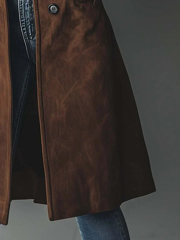 Trench-coat femme en daim, manteau d’automne de mi-saison