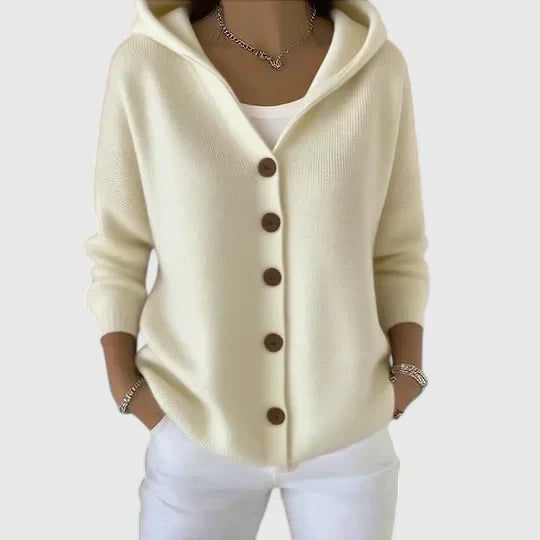 Cárdigan de punto con capucha y cremallera para mujer, para otoño