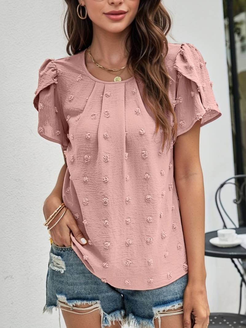 Charice - Chic Swiss Shirt with Petal Sleeves for Women