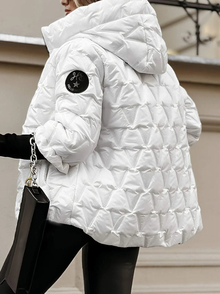 Doudoune femme à capuche matelassée effet brillant, veste chaude courte pour l’automne-hiver