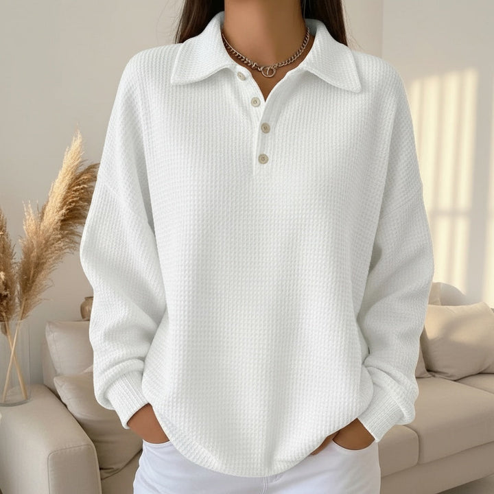 Pull femme confortable en maille douce à col polo pour un usage quotidien