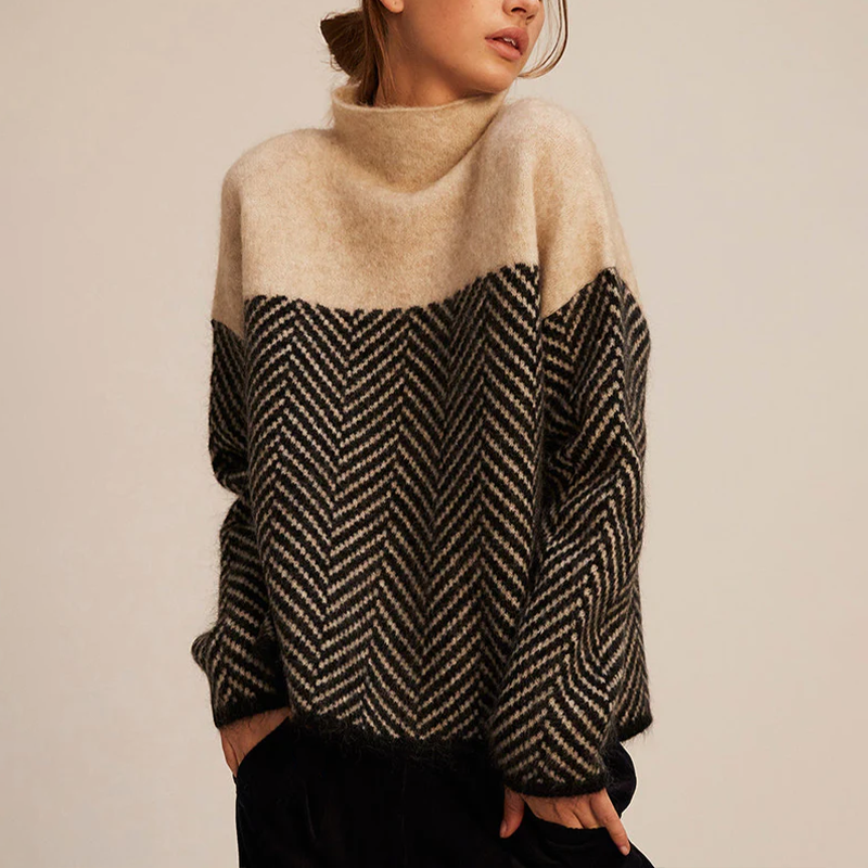 Pulover bărbătesc din lână merinos, cu guler înalt și tricot elegant, pentru toamnă