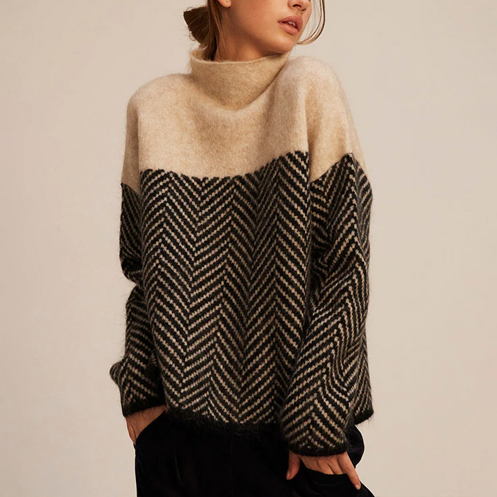Pulover bărbătesc din lână merinos, cu guler înalt și tricot elegant, pentru toamnă