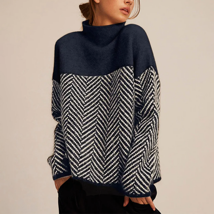 Pulover bărbătesc din lână merinos, cu guler înalt și tricot elegant, pentru toamnă