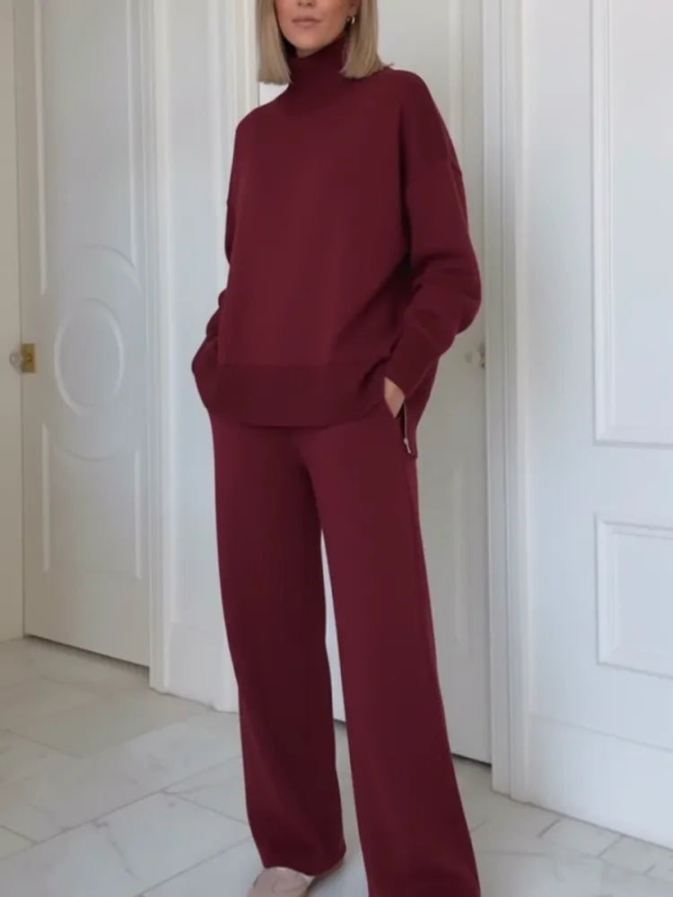 Ensemble de survêtement pour femme en coton, pantalon droit, collection automne