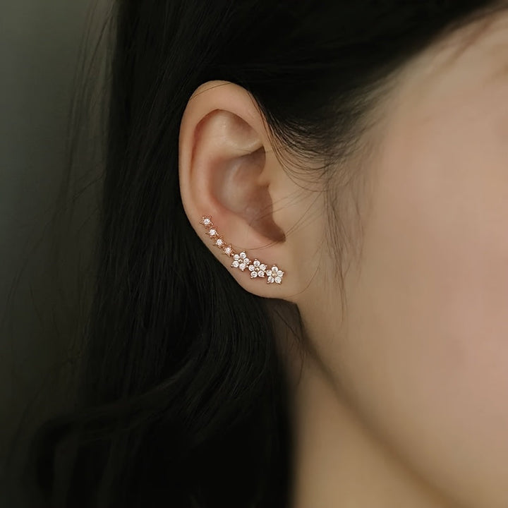 Boucles d’oreilles pour femme plaquées or rose, motifs de fleurs automnales