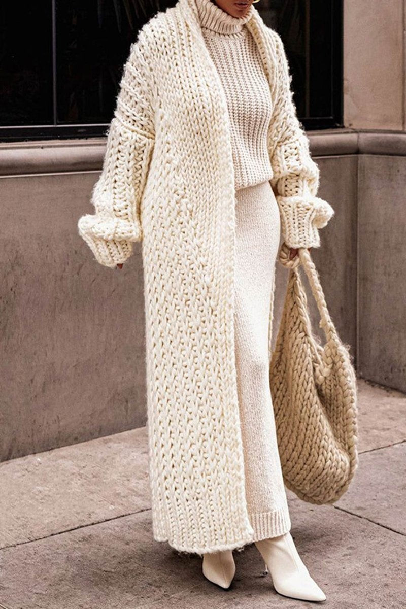 Cardigan femme long en maille maxi en laine pour l’automne