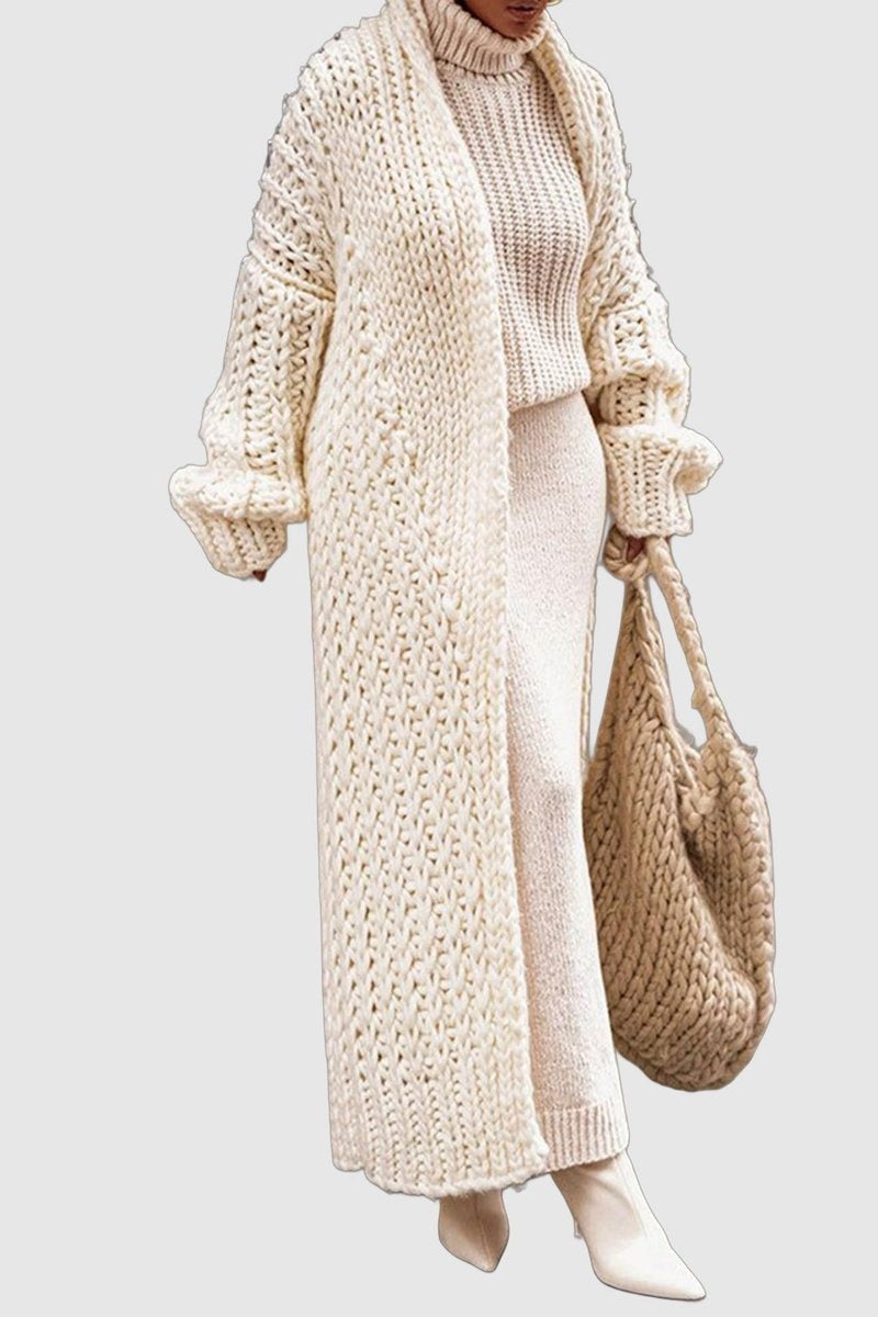 Cardigan femme long en maille maxi en laine pour l’automne