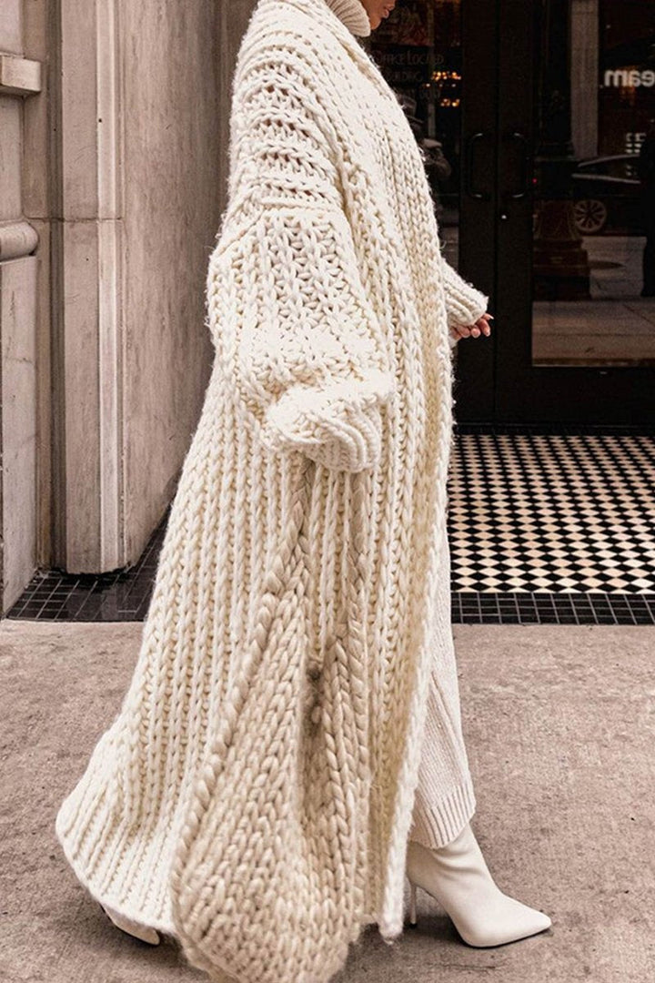 Cardigan femme long en maille maxi en laine pour l’automne