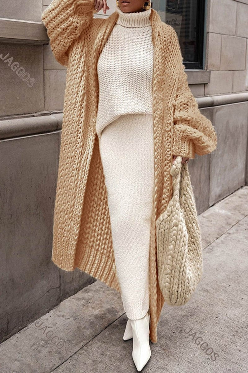 Cardigan femme long en maille maxi en laine pour l’automne