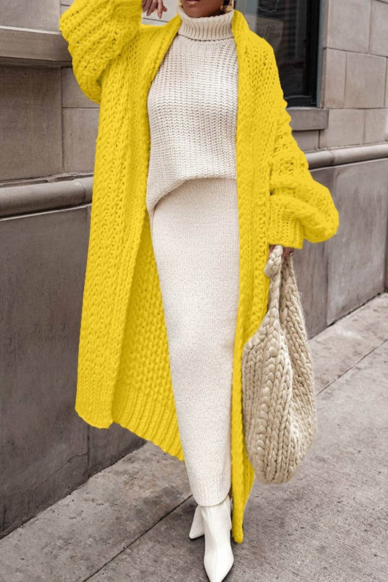Cardigan femme long en maille maxi en laine pour l’automne