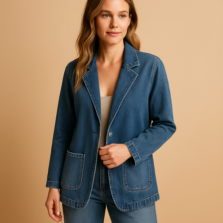 Blazer femme cintré en coton coupe ajustée pour la saison automnale