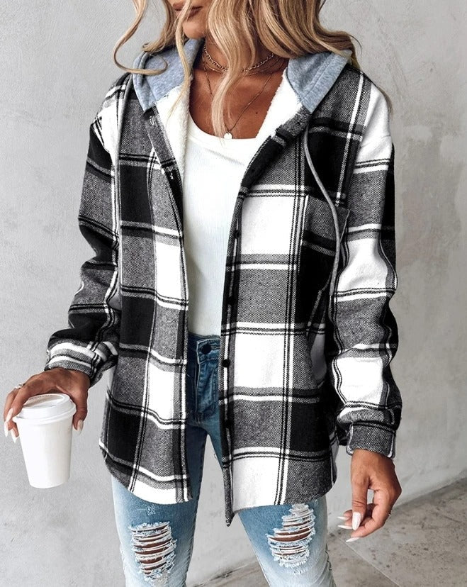 Cotton flannel overshirt for autumn, relaxed fit, for everyday wear