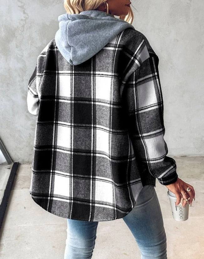 Cotton flannel overshirt for autumn, relaxed fit, for everyday wear