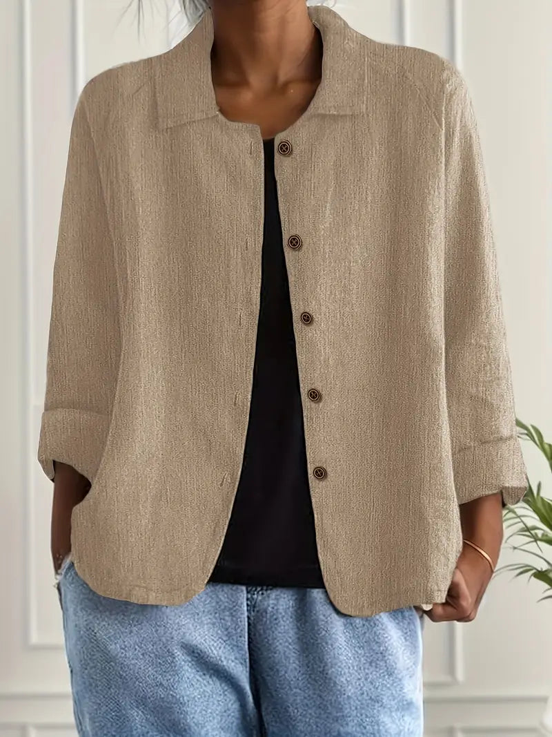 Cardigan chemise léger en coton pour femme, gilet boutonné d’automne