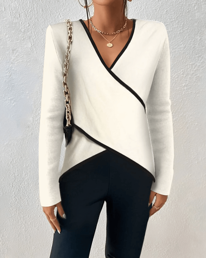 Pull en laine mérinos cache-cœur à col en V pour femme automne-hiver élégant