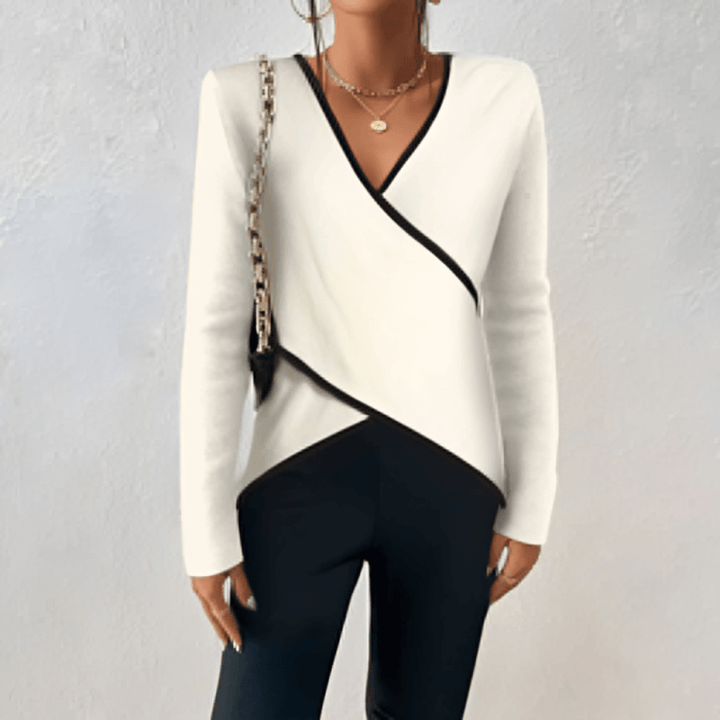 Pull en laine mérinos cache-cœur à col en V pour femme automne-hiver élégant