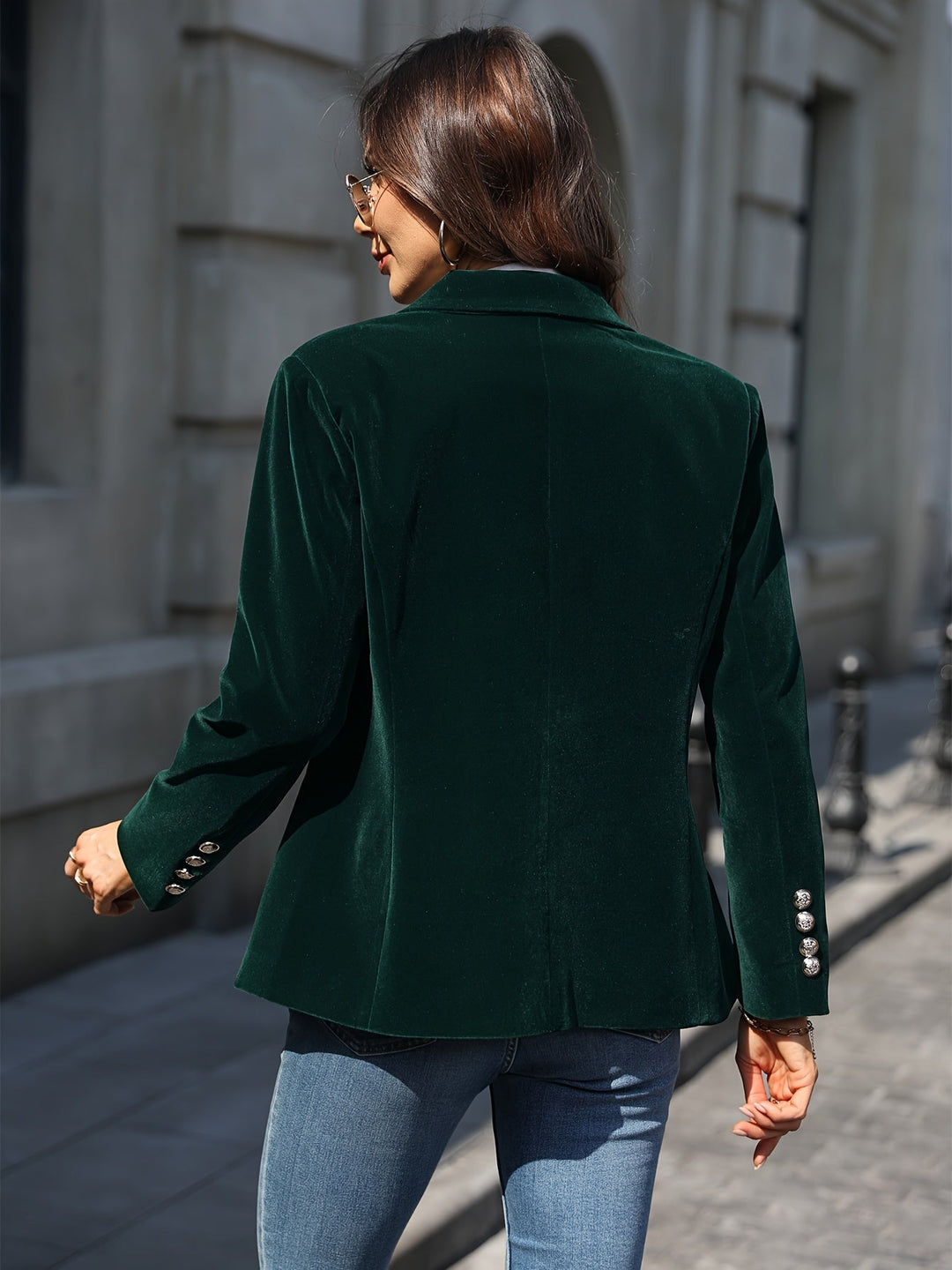 Blazer de damă din bumbac, cu croială cambrată, jachetă elegantă cu un singur nasture pentru toamnă