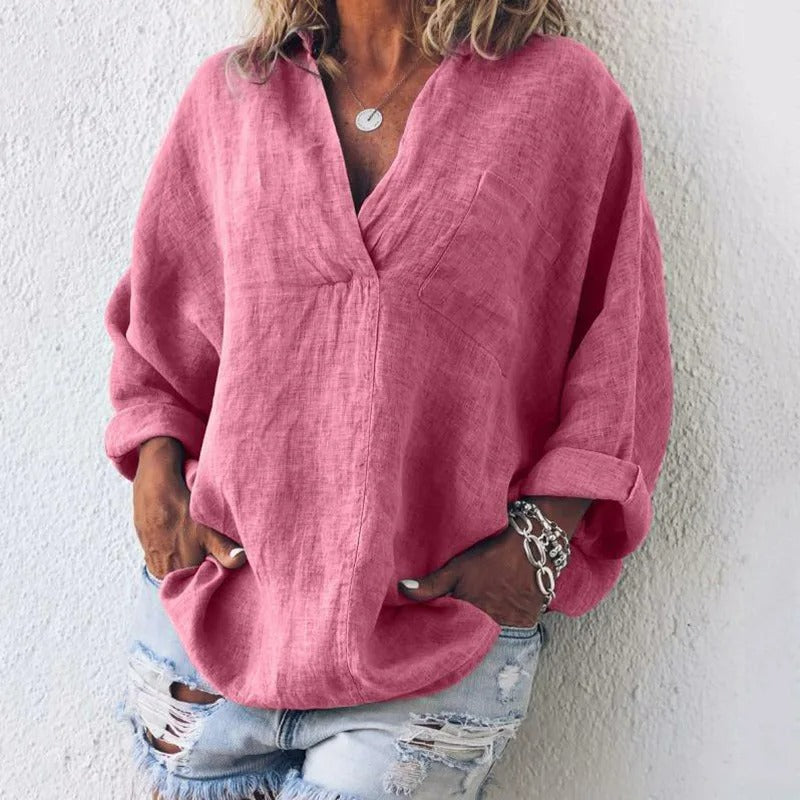 Victoria - Chemisier élégant en coton au design intemporel pour femmes