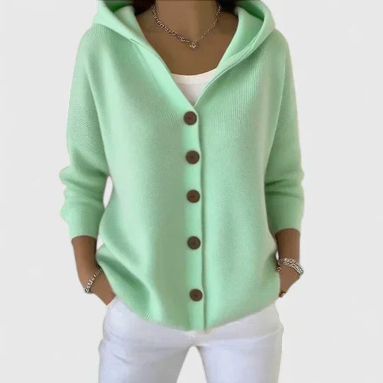 Cárdigan de punto con capucha y cremallera para mujer, para otoño