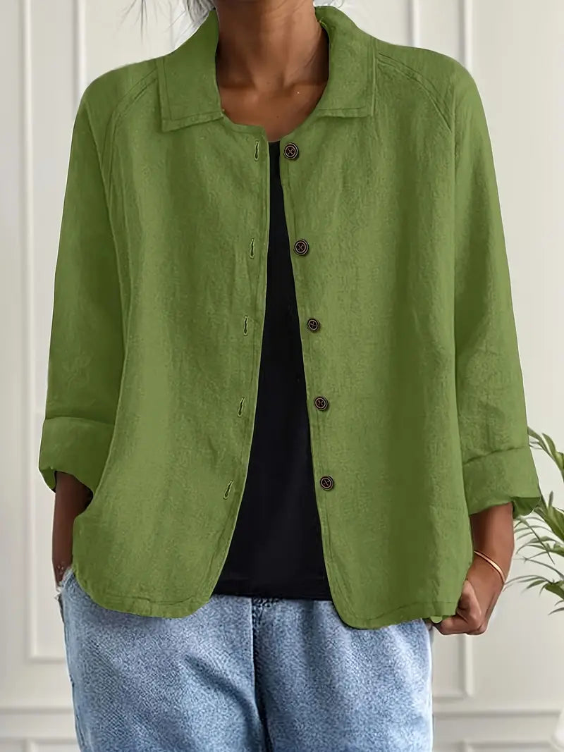 Cardigan chemise léger en coton pour femme, gilet boutonné d’automne