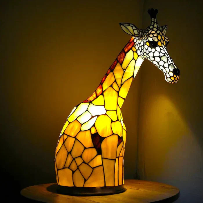 Lampe de table en vitrail artistique, en verre et en métal, pour le salon.