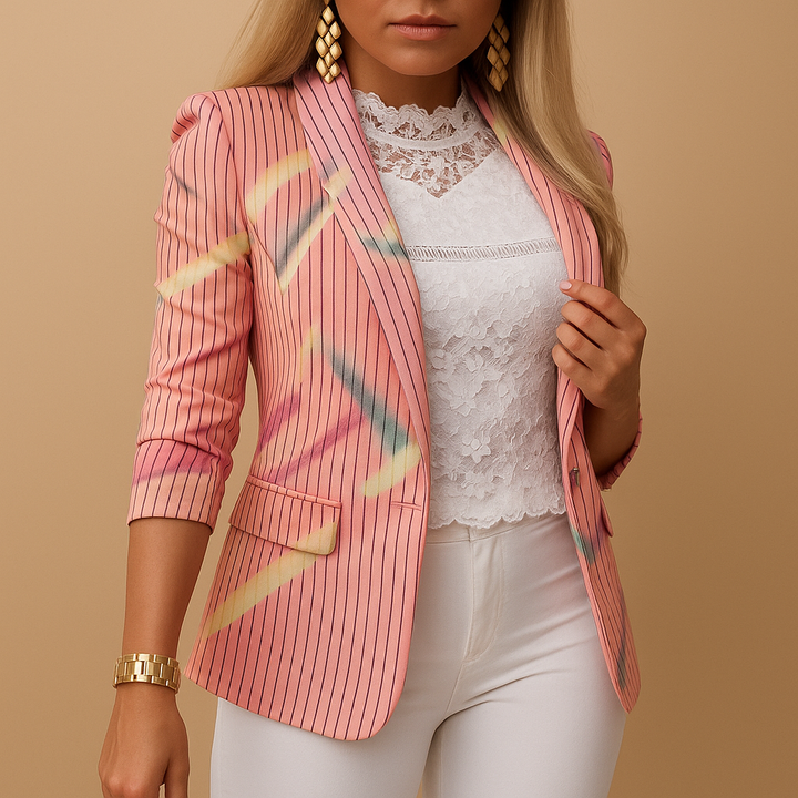 Blazer femme élégant imprimé col châle en laine pour le printemps