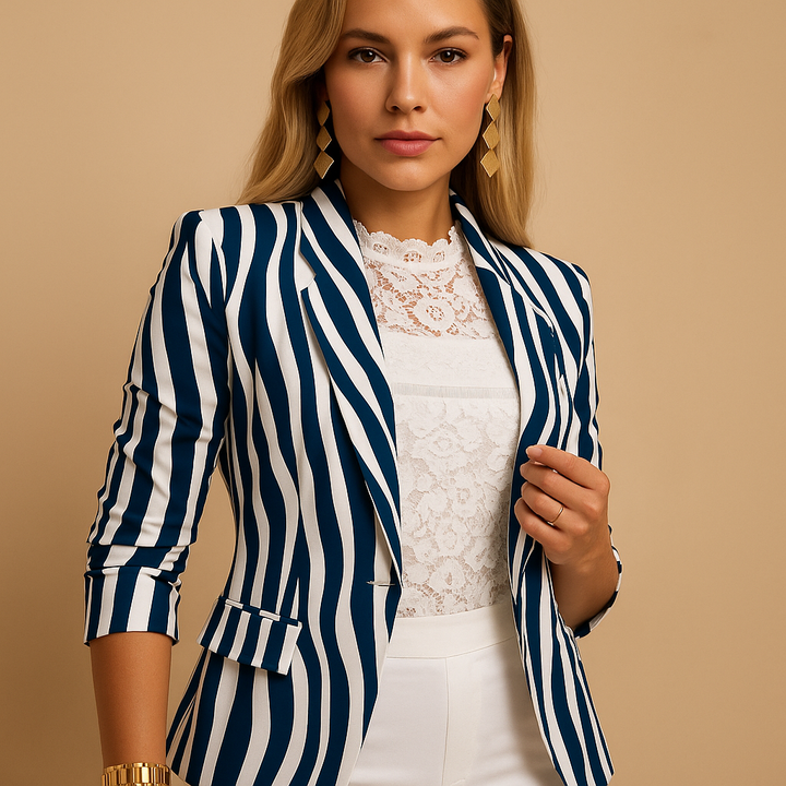 Blazer femme élégant imprimé col châle en laine pour le printemps
