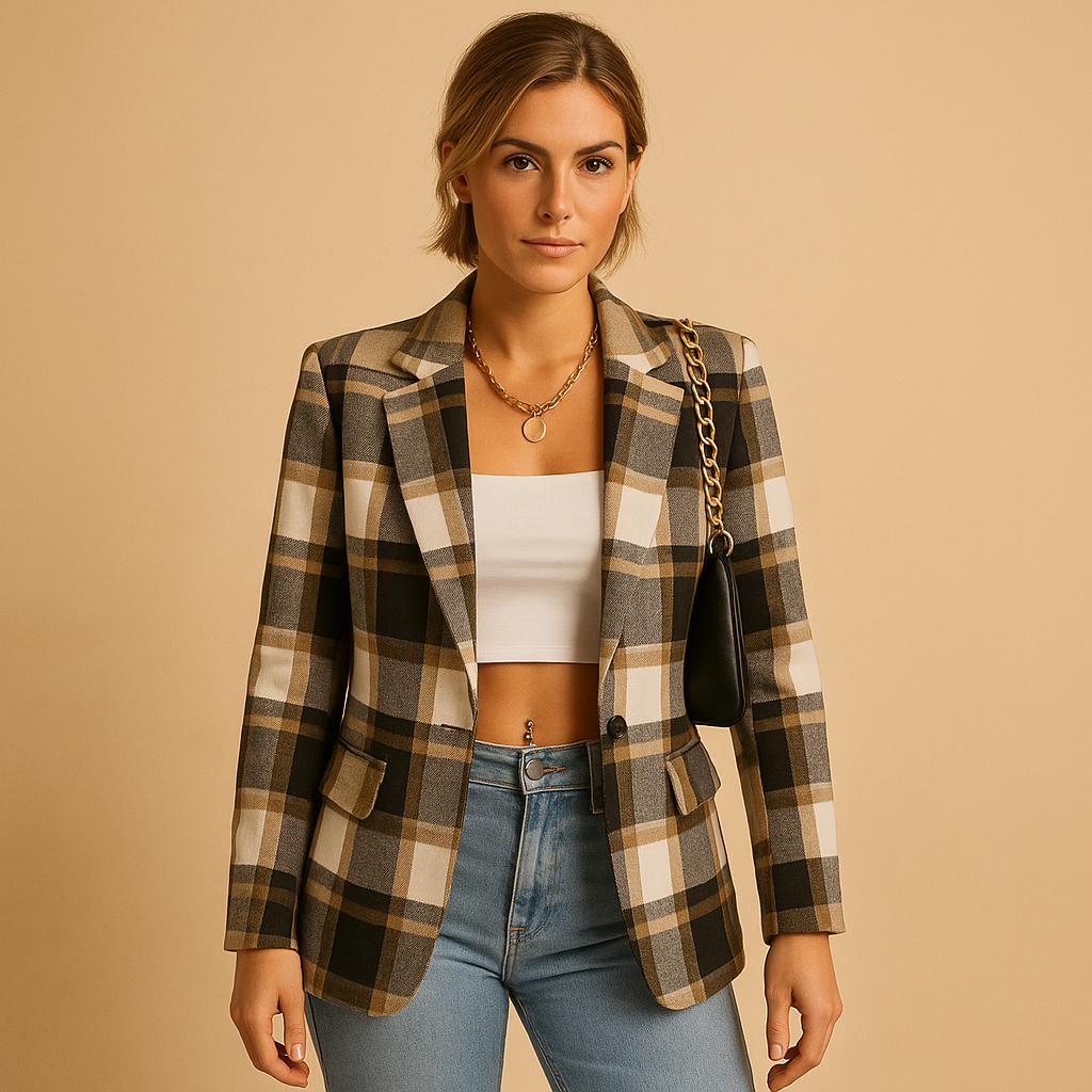 Blazer femme élégant coupe flatteuse en laine pour l'automne