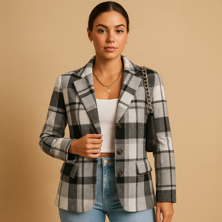 Blazer femme élégant coupe flatteuse en laine pour l'automne
