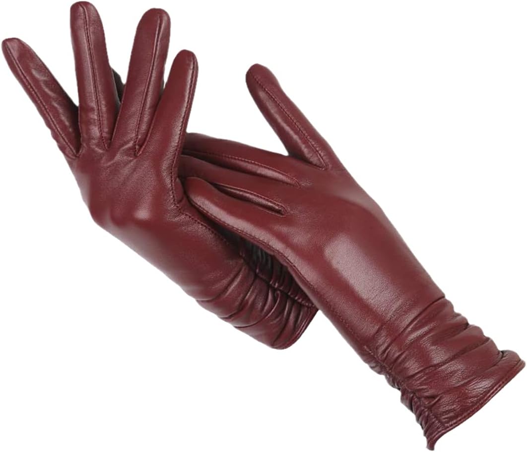 Gants d’hiver femme en cuir pour l’automne doublure en polaire douce et coupe classique