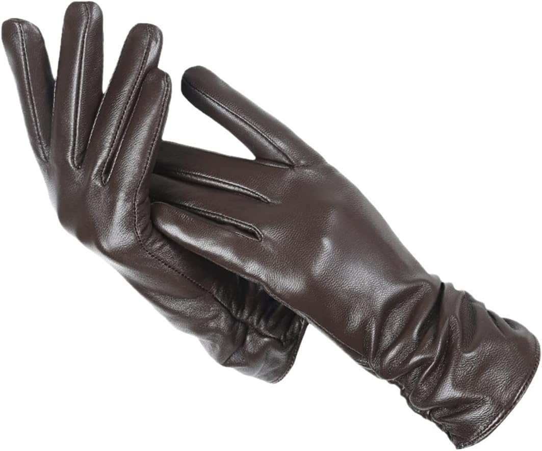 Gants d’hiver femme en cuir pour l’automne doublure en polaire douce et coupe classique