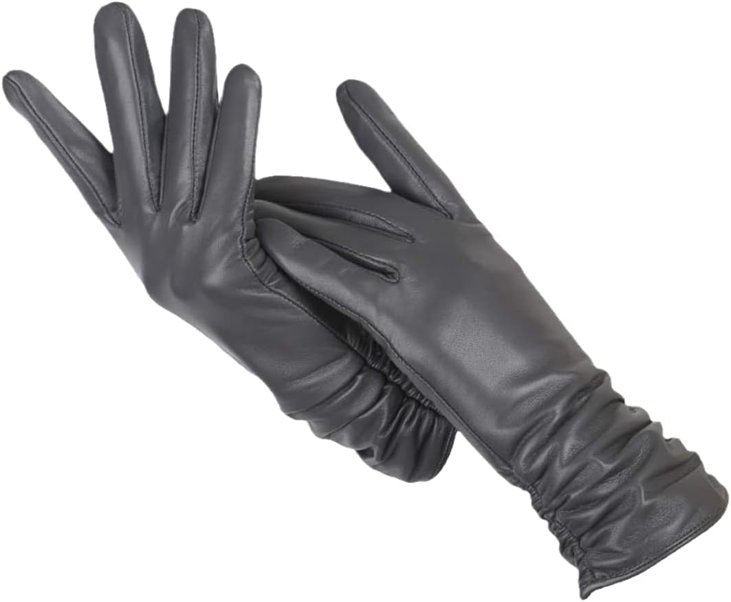 Gants d’hiver femme en cuir pour l’automne doublure en polaire douce et coupe classique