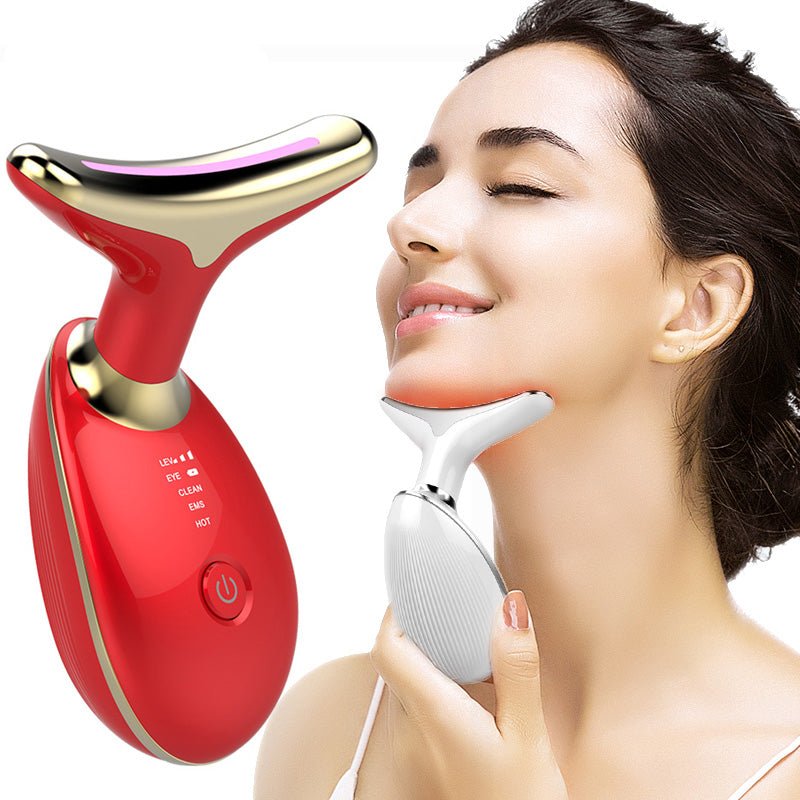 Appareil de massage du visage et du cou avec thérapie par lumière LED pour les soins quotidiens de la peau