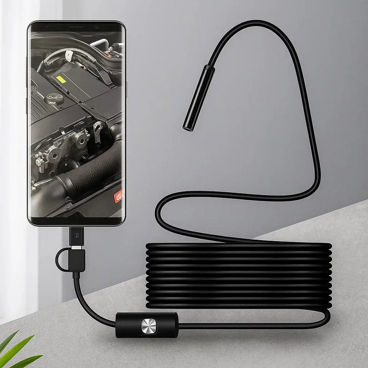 Telecamera endoscopica per smartphone, 5 m, HD, impermeabile IP67, per ispezione di tubi e motori