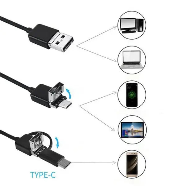 Telecamera endoscopica per smartphone, 5 m, HD, impermeabile IP67, per ispezione di tubi e motori