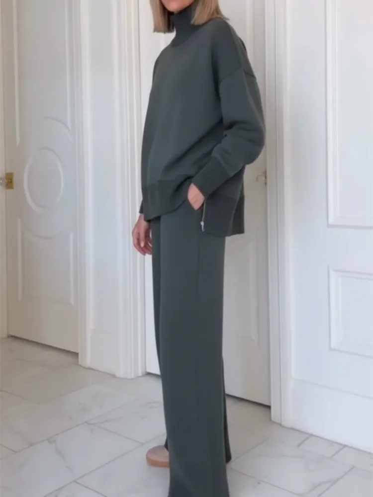 Ensemble de survêtement pour femme en coton, pantalon droit, collection automne