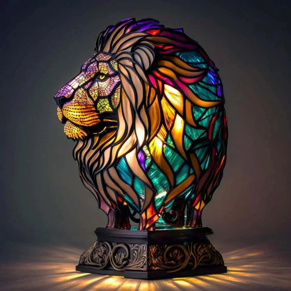 Lampe de table en vitrail artistique, en verre et en métal, pour le salon.