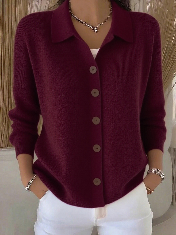 Cardigan femme en maille boutonné, pull d’automne