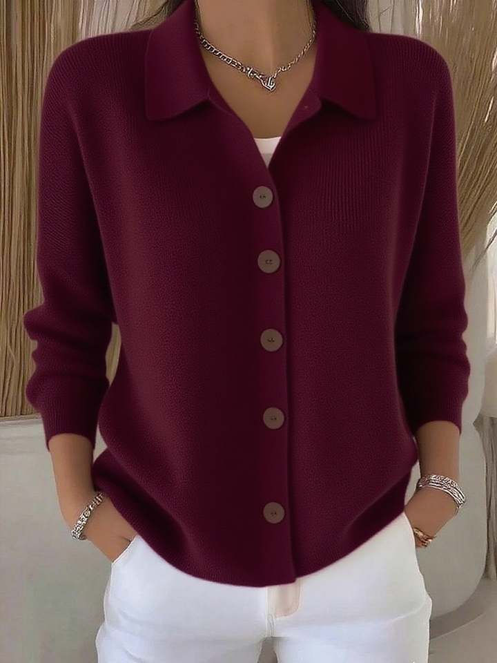 Cardigan femme en maille boutonné, pull d’automne