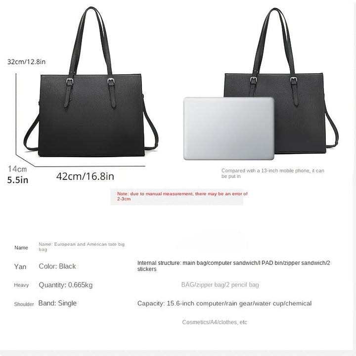 Bolso para portátil de cuero para mujer con bandolera práctica