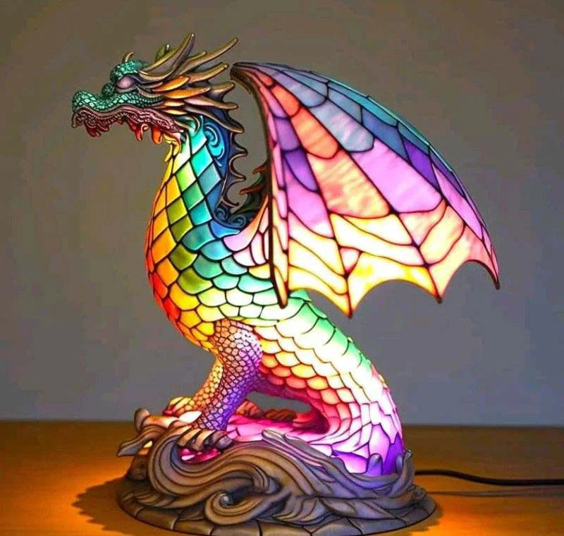 Lampe de table en vitrail artistique, en verre et en métal, pour le salon.