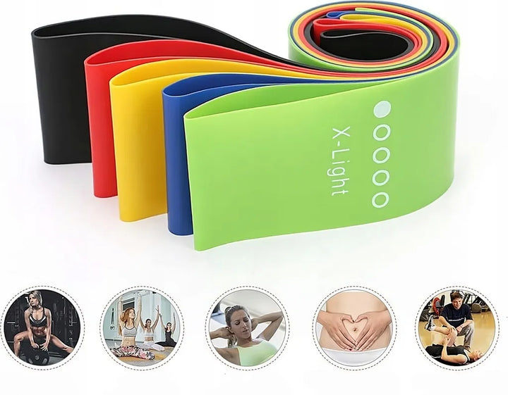Bandes élastiques de résistance pour exercices, 5 niveaux, 25 kg, en latex, à domicile, en salle de sport et en rééducation